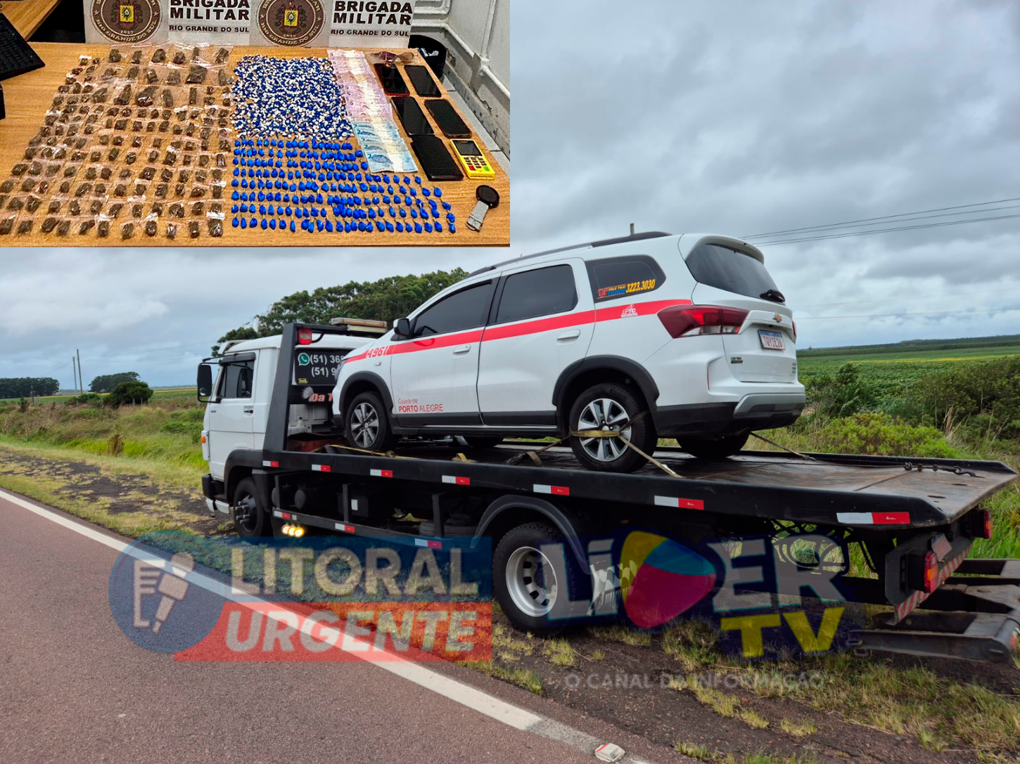 Brigada Militar apreende grande quantidade de drogas durante abordagem na ERS-040 em Balneário Pinhal